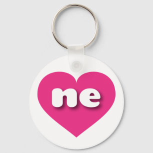 Porte-clés Coeur rose chaud Nebraska - I love ne