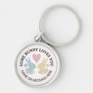 Porte-clés Coeur rose et coloré Pastel Bunny de Pâques