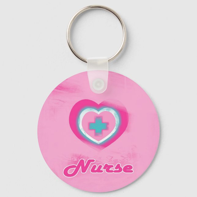Porte-clés Coeur rose et infirmière croisée (Recto)