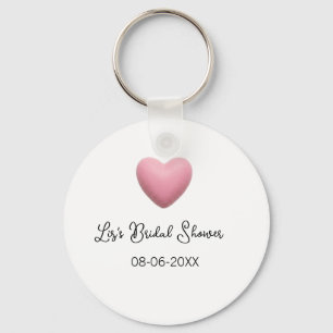 Porte-clés Cœur rose pastel rétro date de baby shower bohème 