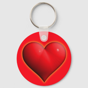 Porte-clés Cœur Rouge Brillant 3D