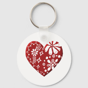 Porte-clés Coeur rouge de dentelle