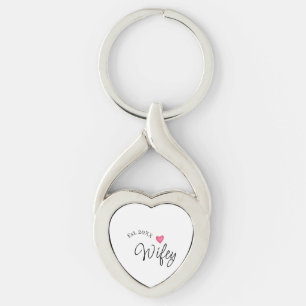 Porte-clés Cœur rouge de femme mariée année future épouse de