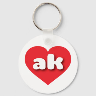 Porte-clés Coeur rouge de l'Alaska - J'aime ak