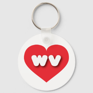 Porte-clés Coeur rouge de Virginie occidentale - J'aime wv