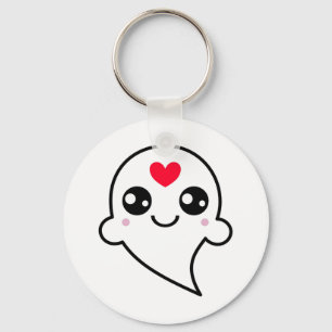 Porte-clés Coeur rouge Emoji Ghost mignon