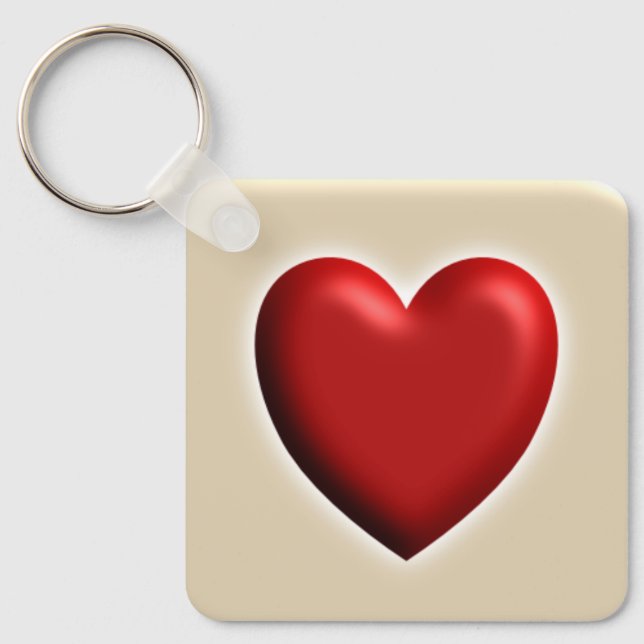 Porte-clés Cœur Rouge – Joli Design Amour 3D (Recto)