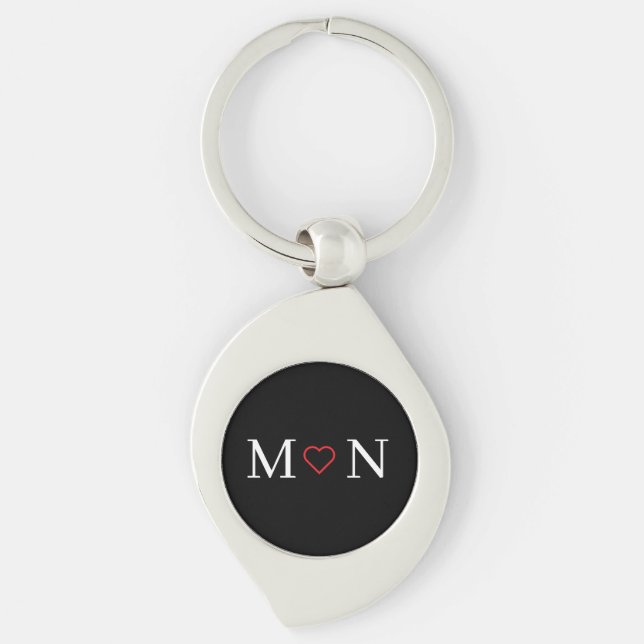 Porte-clés Cœur rouge monogrammé (Devant)