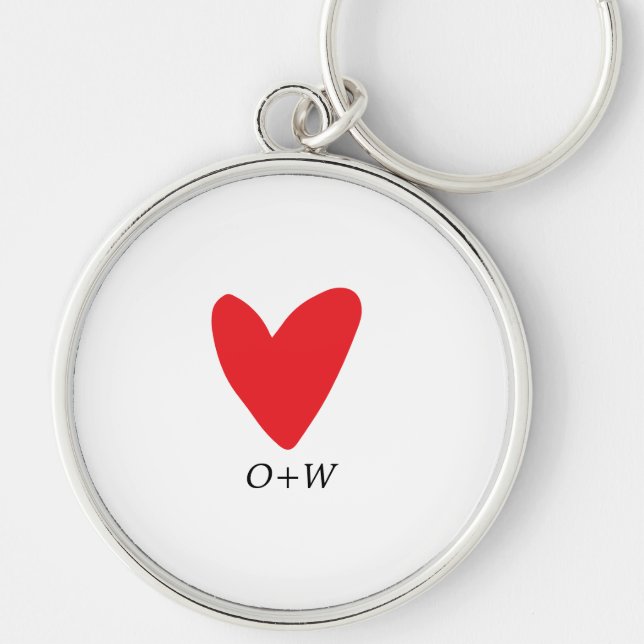 Porte-clés Cœur rouge monogrammé de la Saint-Valentin (Devant)