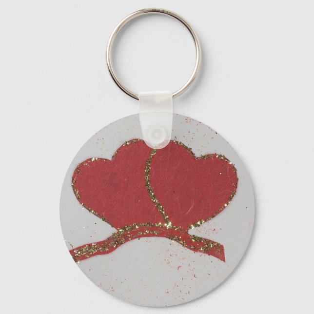 Porte-clés Coeur rouge or pétillant Valentine's (Recto)