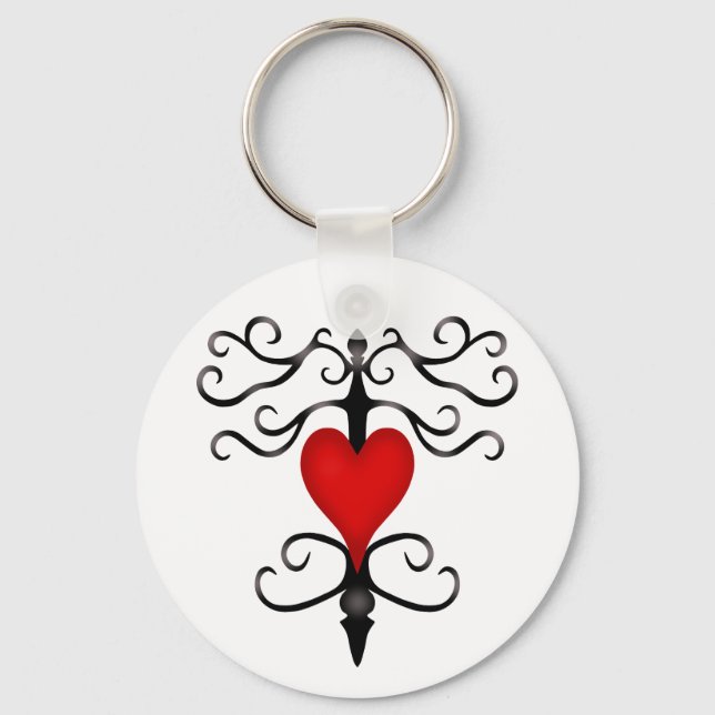 Porte-clés Coeur rouge romantique mignon (Recto)