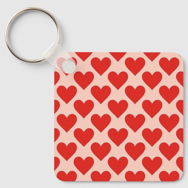 Porte-clés Cœur rouge traditionnel de la Saint-Valentin (Recto)