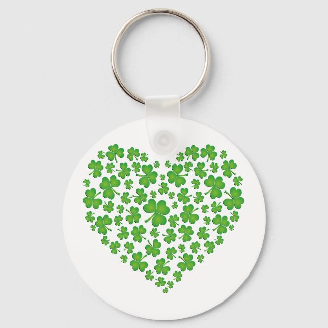 Porte-clés Coeur Shamrock vert (Recto)