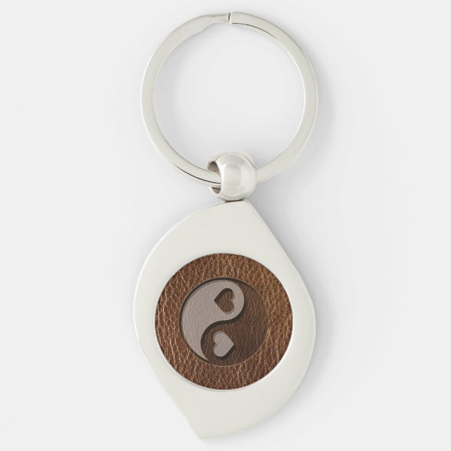Porte-clés Coeur simili cuir de Yin Yang (Devant)