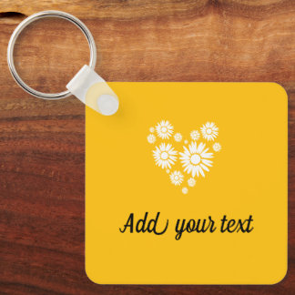 Porte-clés Cœur Soleil Été Jaune