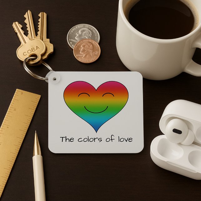 Porte-clés Coeur souriant arc-en-ciel (Créateur téléchargé)