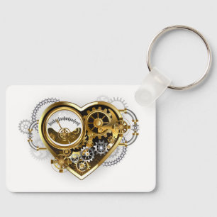 Porte-clés Cœur Steampunk avec un manomètre