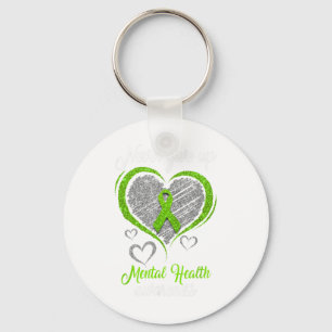 Porte-clés Coeur vert Ruban Santé mentale S Sensibilisation