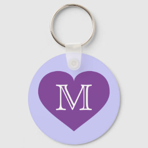 Porte-clés Coeur violet monogramme
