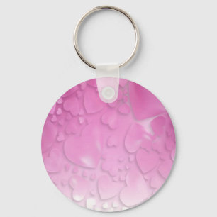 Porte-clés Coeurs abstraits rose et blanc