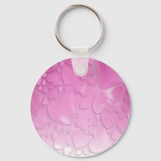 Porte-clés Coeurs abstraits rose et blanc (Recto)