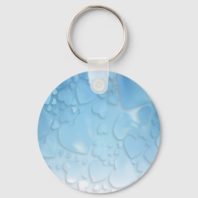 Porte-clés Coeurs bleu clair Abstraits (Recto)