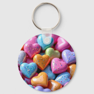Porte-clés Cœurs de bonbons colorés d'amour