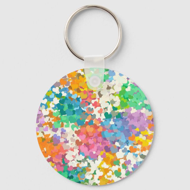 Porte-clés Cœurs de Confettis Pastels (Recto)