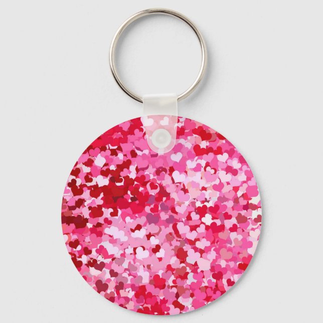 Porte-clés Cœurs de confettis roses (Recto)