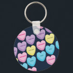 Porte-clés Coeurs de conversation Pastel<br><div class="desc">Ce design présente 4 couleurs différentes de coeurs de conversation,  rose,  bleu,  jaune et violet. Chaque couleur a un message écrit dessus dans une police de bulles,  ma chérie,  enfant sauvage,  rebelle et je t'aime.</div>