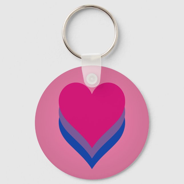 Porte-clés coeurs de fierté bisexuelle (Recto)