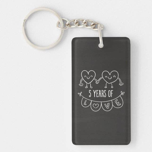 Porte-clés Coeurs de la calèche cadeau du 5e anniversaire (Devant)
