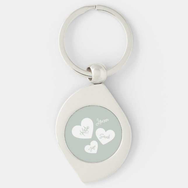 Porte-clés Coeurs de la mère personnalisée Vert doux bleu (Devant)