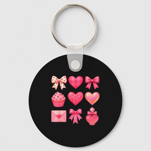Porte-clés Cœurs de la Saint-Valentin Léopard Coquette Nœud P (Recto)