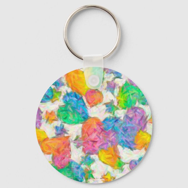 Porte-clés Cœurs de la Saint-Valentin pastel impressionniste (Recto)