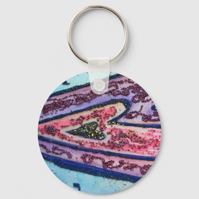 Porte-clés Coeurs de Parties scintillant rose Pendentif Art C (Recto)