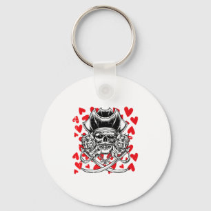 Porte-clés Cœurs de pirate de crâne Saint-Valentin Jolly Roge