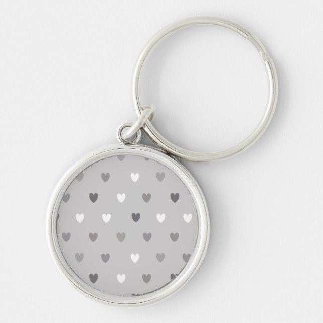 Porte-clés Coeurs de polka minuscules dans les tons gris (Devant)