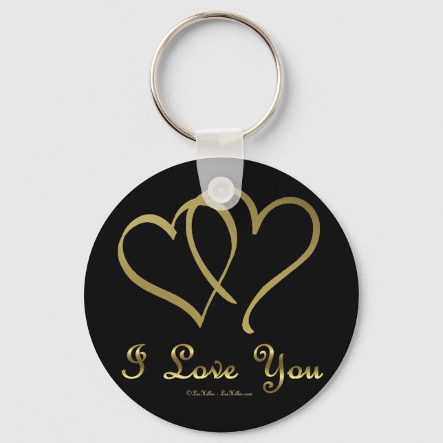 Porte-clés Cœurs d'Or Entrelacés Je T'Aime (Recto)