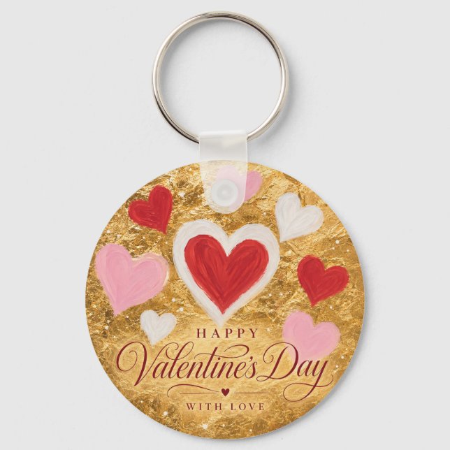 Porte-clés Cœurs dorés Étincelle de la Saint-Valentin (Verso)