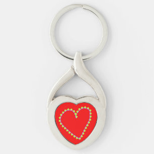Porte-clés Coeurs en forme de coeur sur rouge
