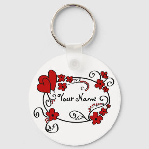 Porte-clés Coeurs et fleurs rouges - porte - clé