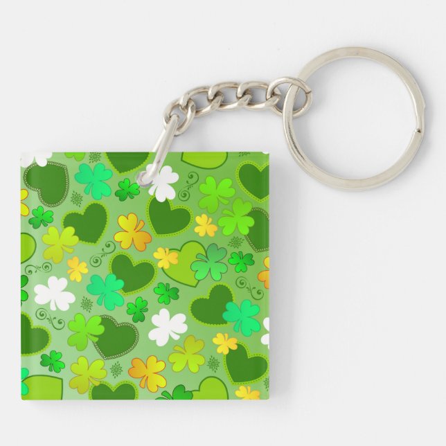 Porte-clés coeurs et trèfles de la Saint-Patrick (Dos)