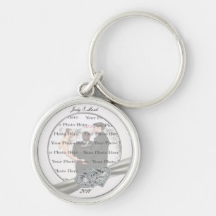 Porte-clés Coeurs Mariage blanc rond Porte - clé argent