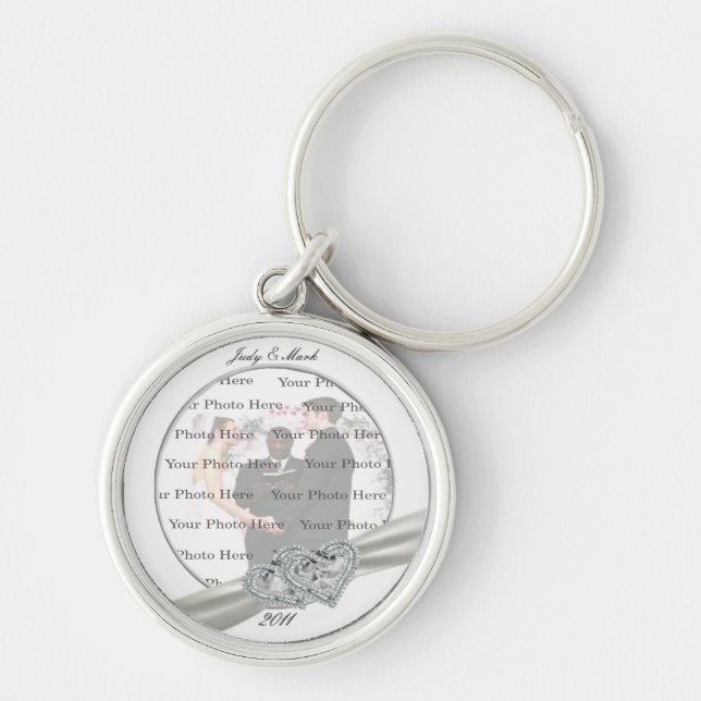 Porte-clés Coeurs Mariage blanc  rond Porte - clé argent (Devant)