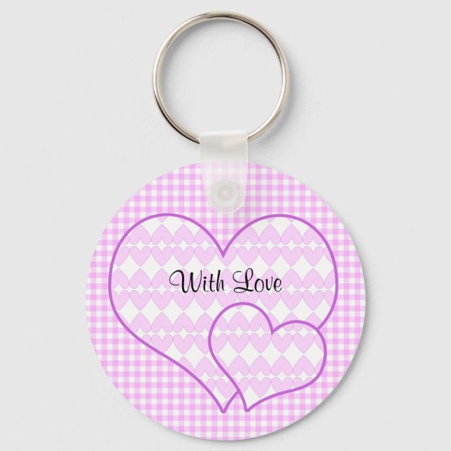 Porte-clés Coeurs mignons Lilac et blanc (Recto)