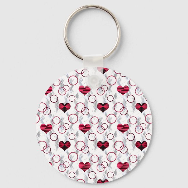 Porte-clés Coeurs noirs rouges mignons (Recto)