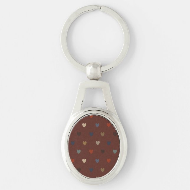 Porte-clés Coeurs Polka sur kilim brown (Devant)