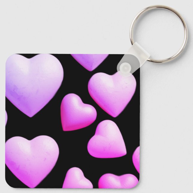 Porte-clés Cœurs remplis d'amour vrai Fond noir (Dos)