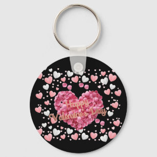 Porte-clés Coeurs roses élégants Saint-Valentin